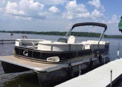Pontoon boat on the lake